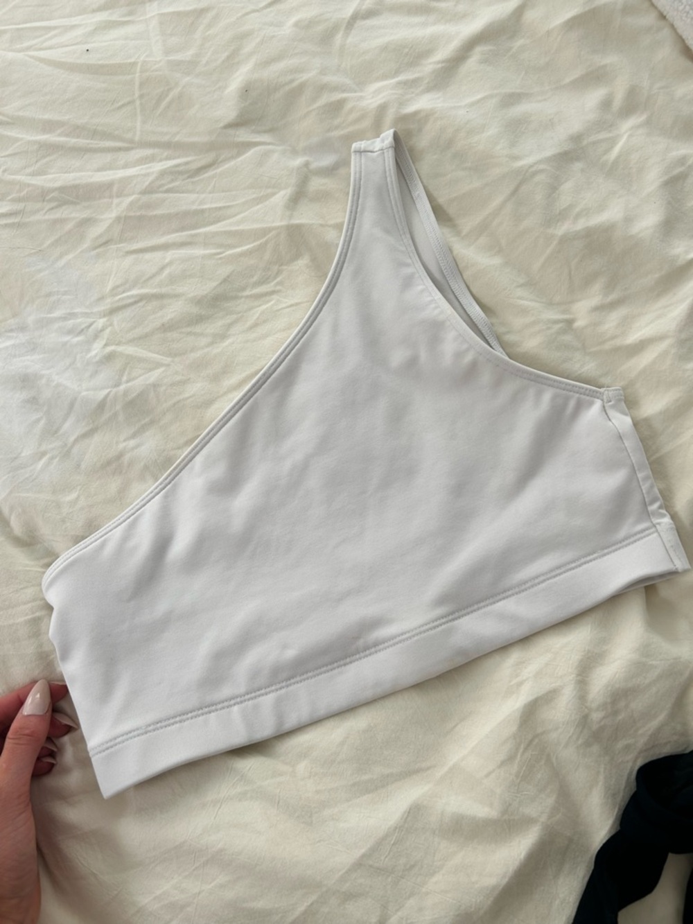 White One-Shoulder Sports Bralette